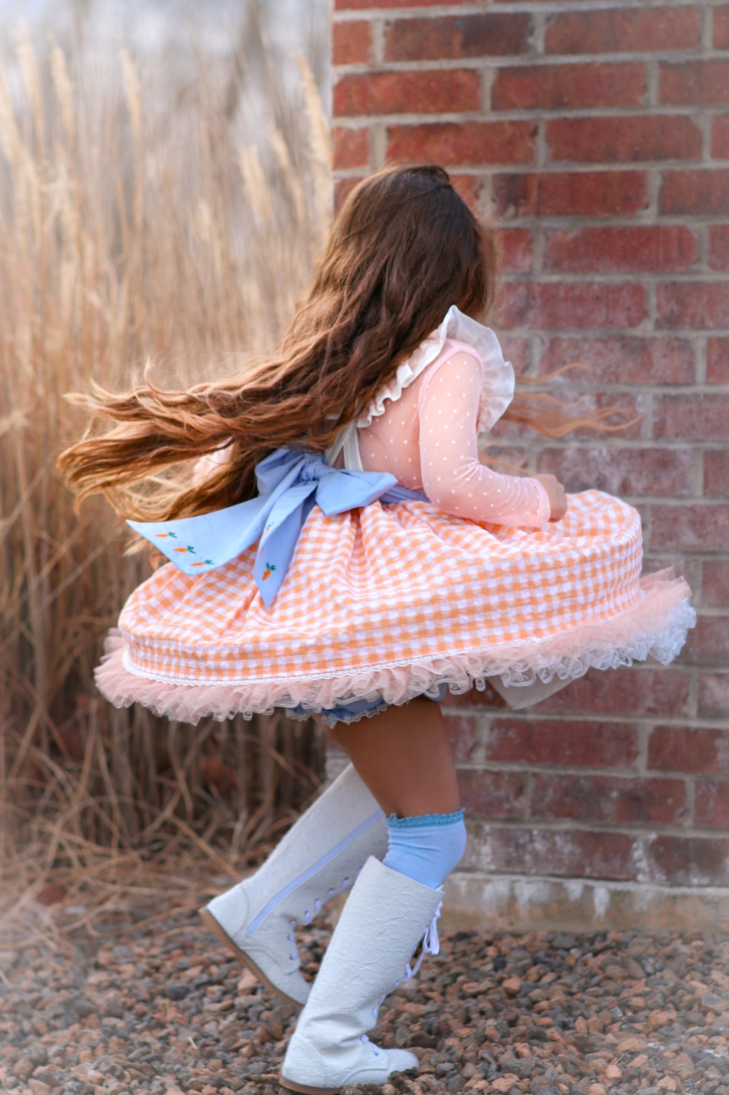 Clemmie's Carrots Vintage Orange Plaid Dress