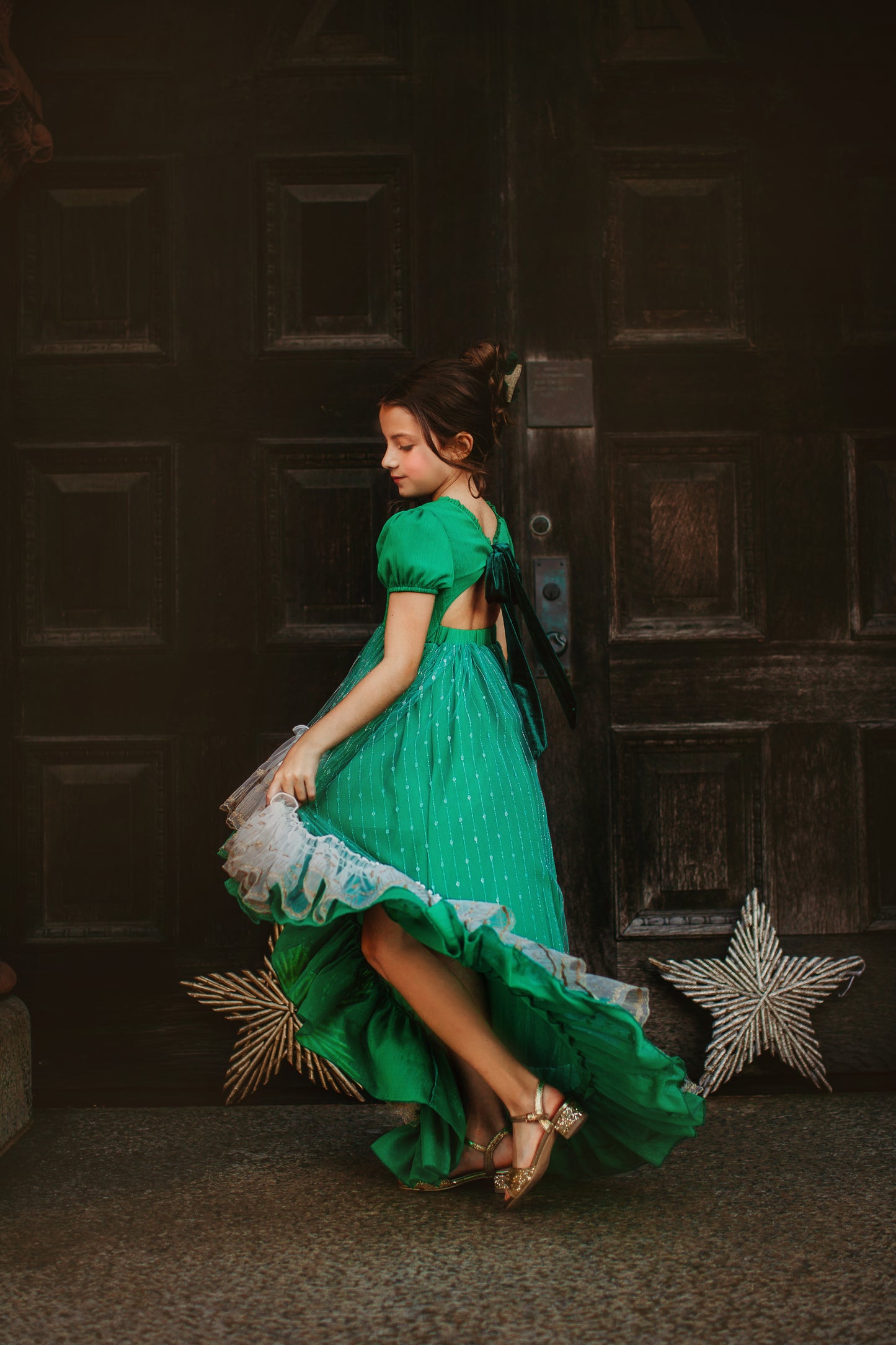 Analee's Enchanted Emerald Holiday Dress - ship on 12/13 Priority