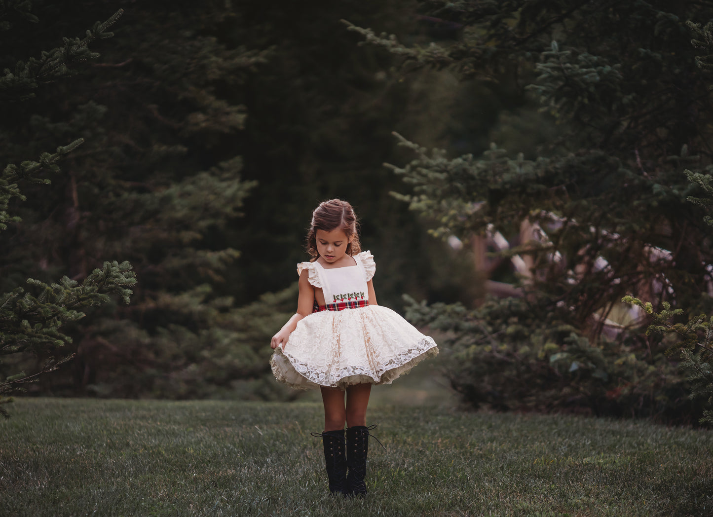 Wren's Winterberry Vintage Christmas Lace Dress