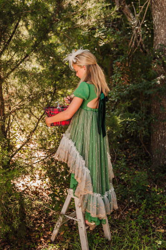 Analee's Enchanted Emerald Holiday Dress - ship on 12/13 Priority