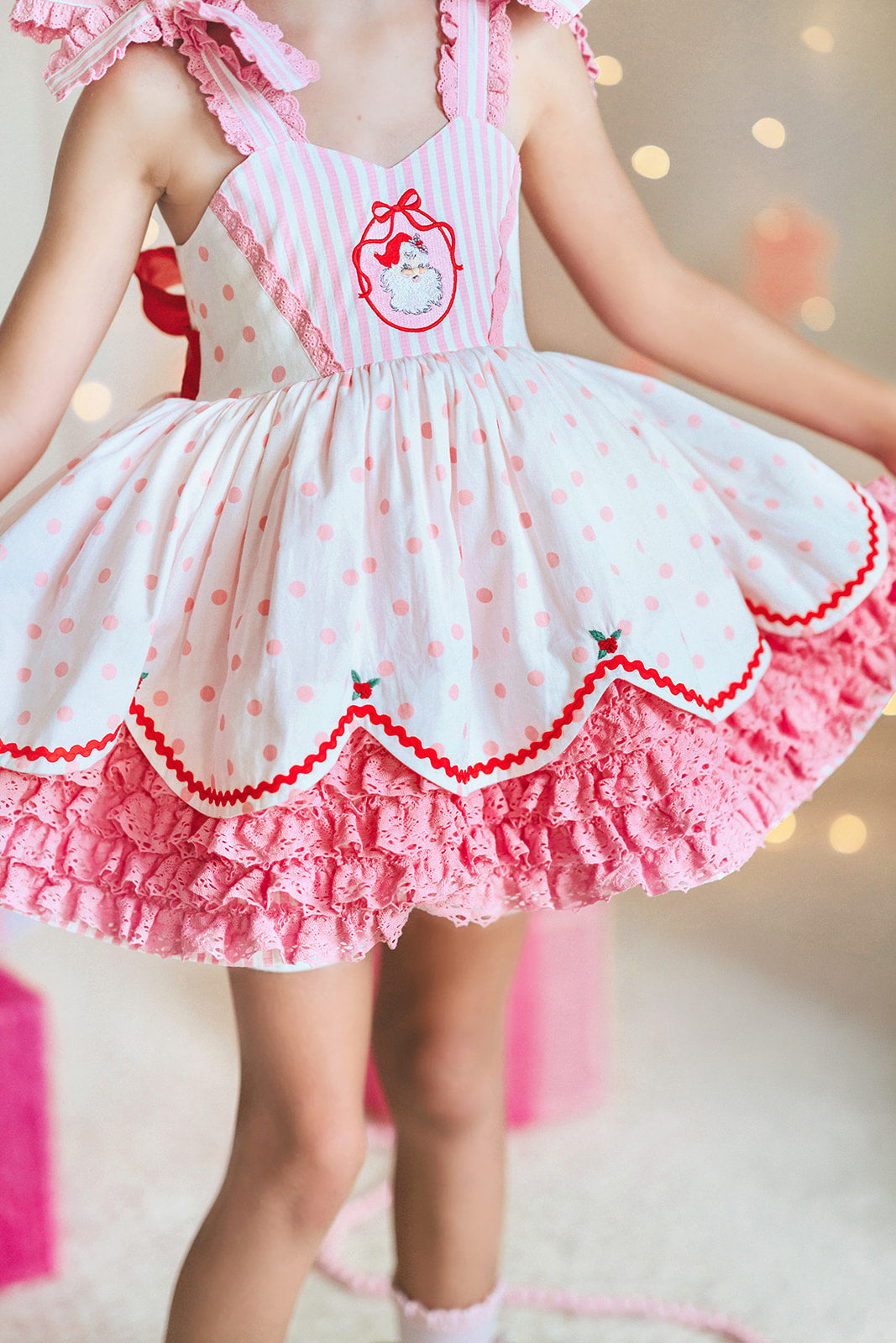 Pink Peppermint Santa Pettiskirt Dress - PREORDER