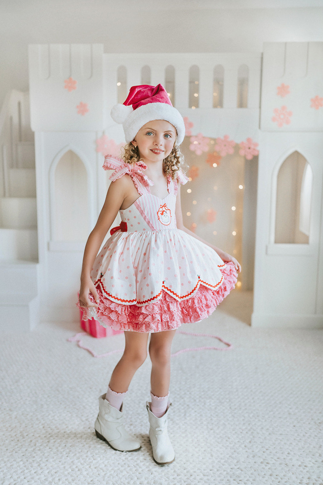Pink Peppermint Santa Pettiskirt Dress - PREORDER
