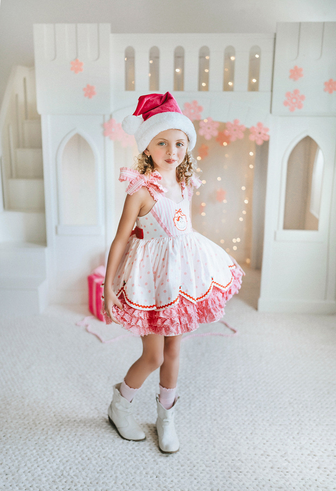 Pink Peppermint Santa Pettiskirt Dress - PREORDER