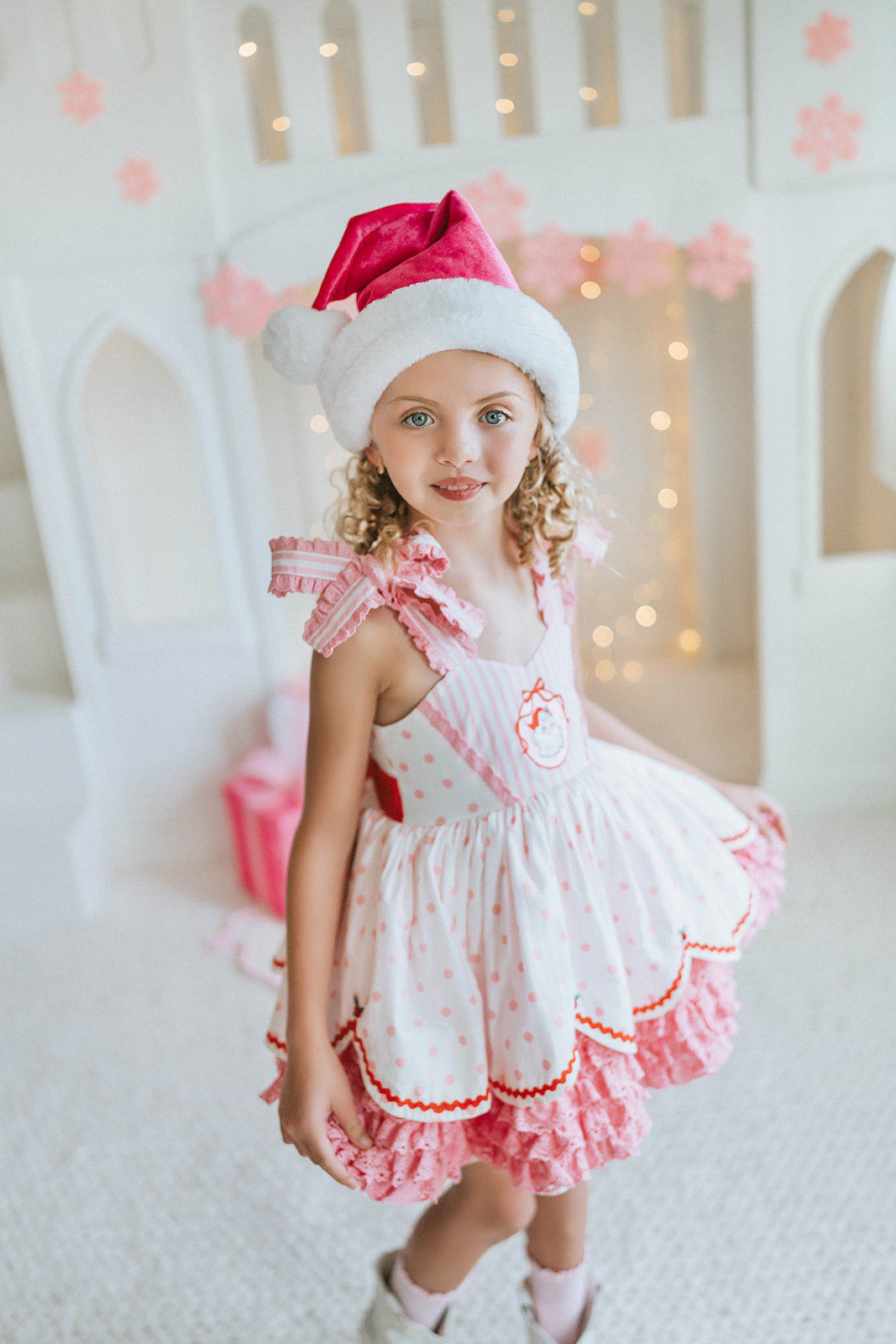 Pink Peppermint Santa Pettiskirt Dress - PREORDER