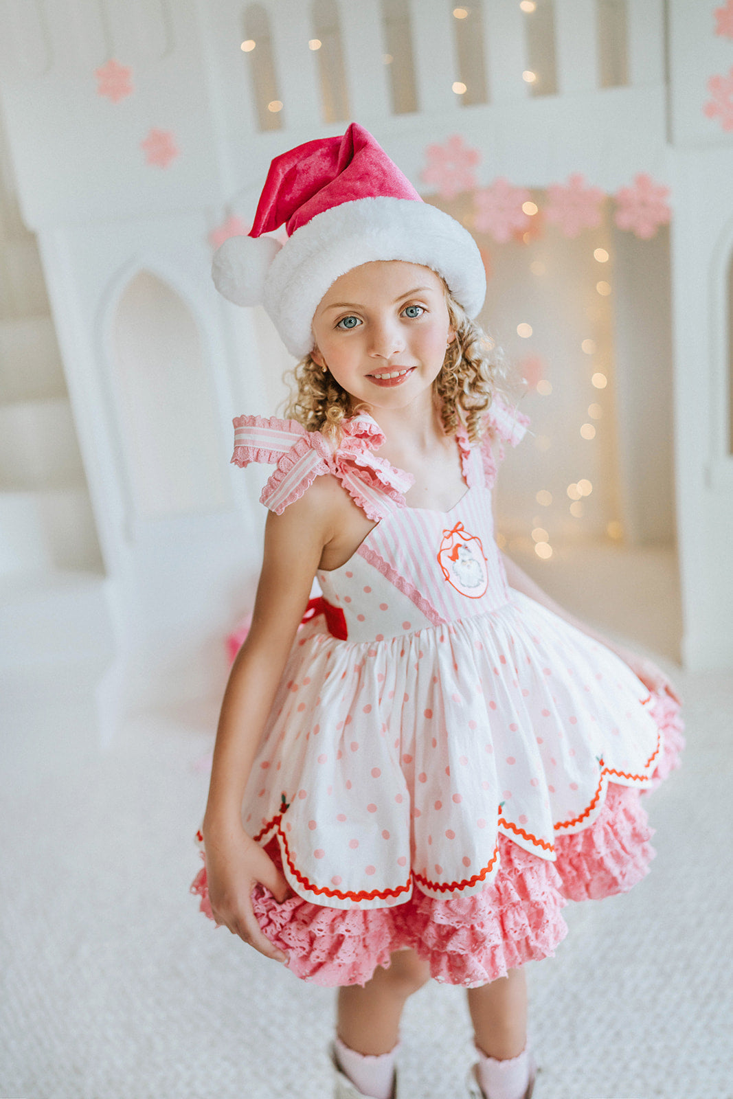 Pink Peppermint Santa Pettiskirt Dress - PREORDER