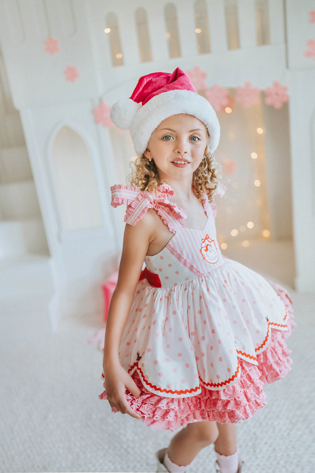 Pink Peppermint Santa Pettiskirt Dress - PREORDER