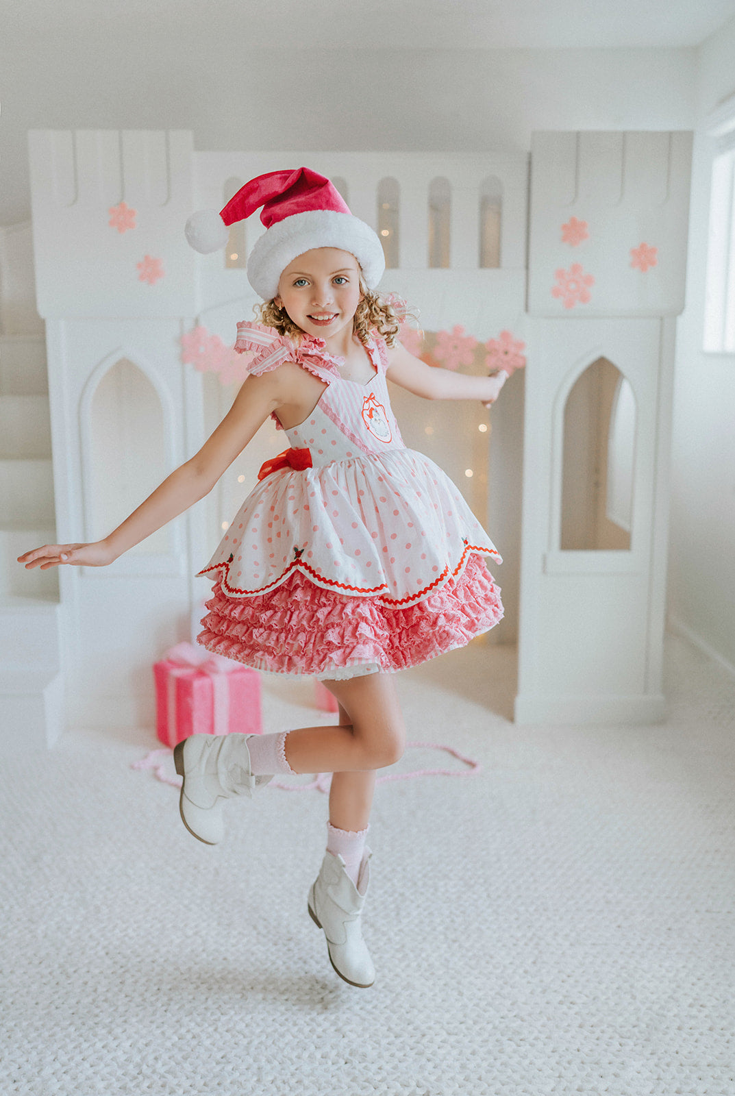 Pink Peppermint Santa Pettiskirt Dress - PREORDER
