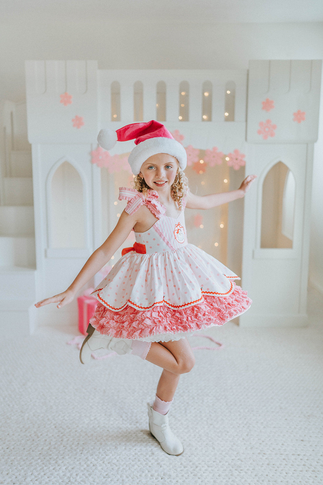 Pink Peppermint Santa Pettiskirt Dress - PREORDER