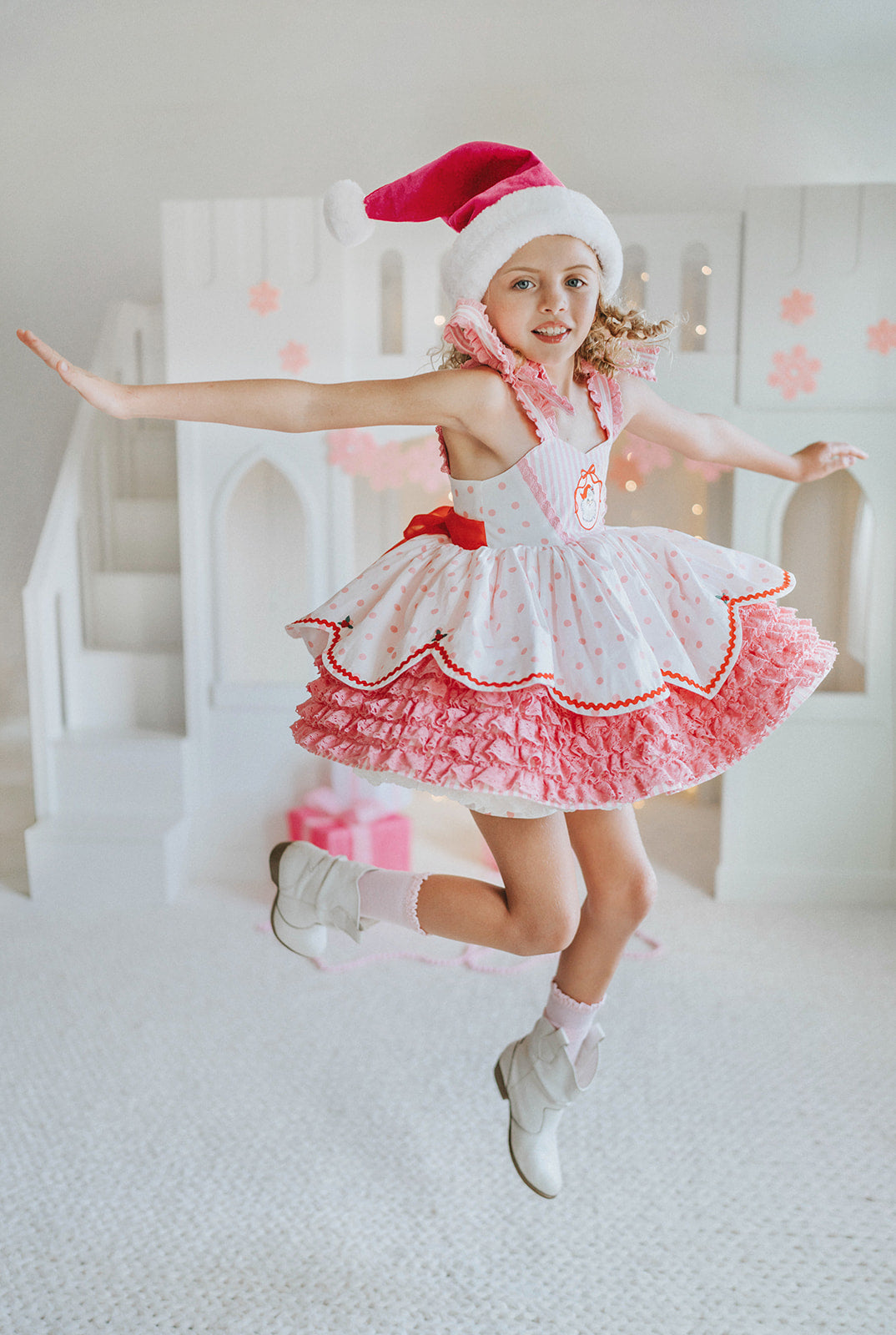 Pink Peppermint Santa Pettiskirt Dress - PREORDER
