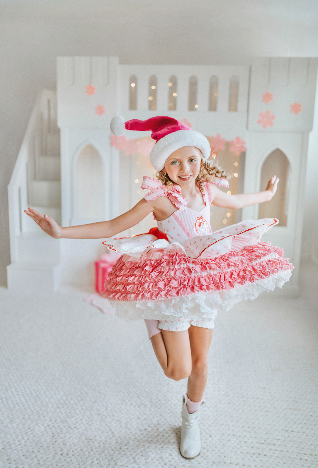 Pink Peppermint Santa Pettiskirt Dress - PREORDER