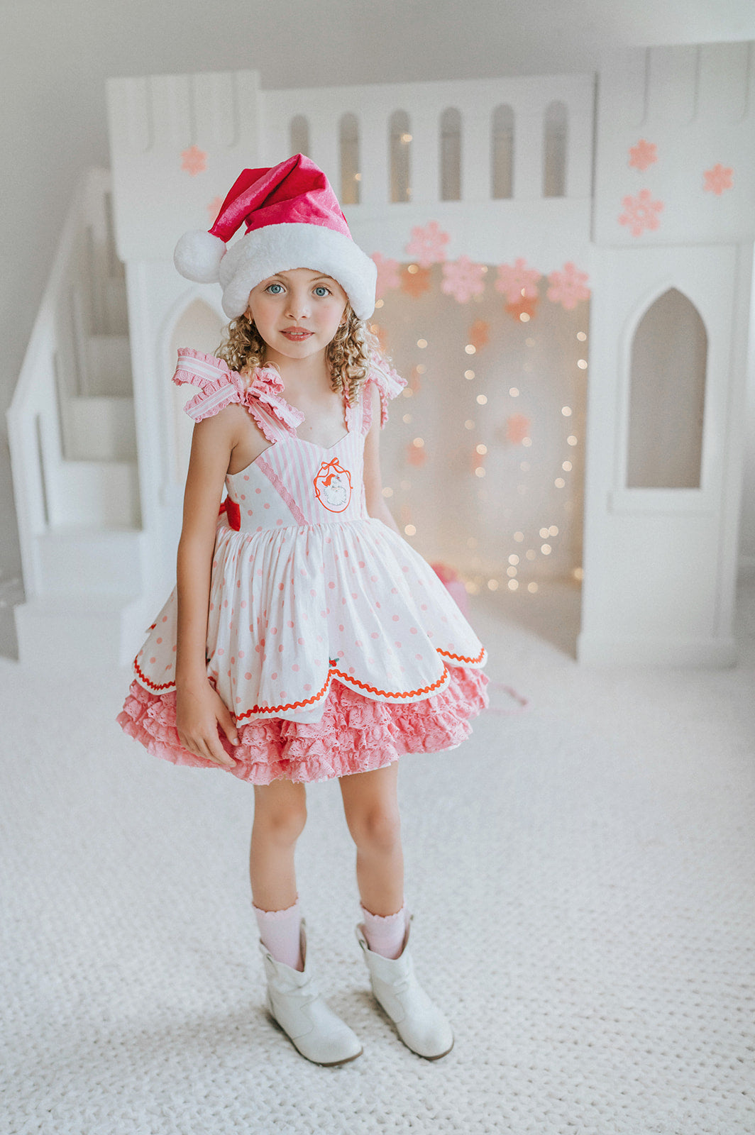 Pink Peppermint Santa Pettiskirt Dress - PREORDER