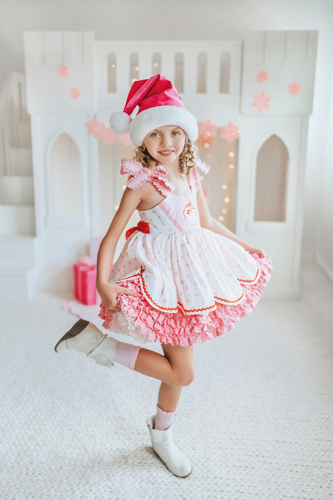 Pink Peppermint Santa Pettiskirt Dress - PREORDER