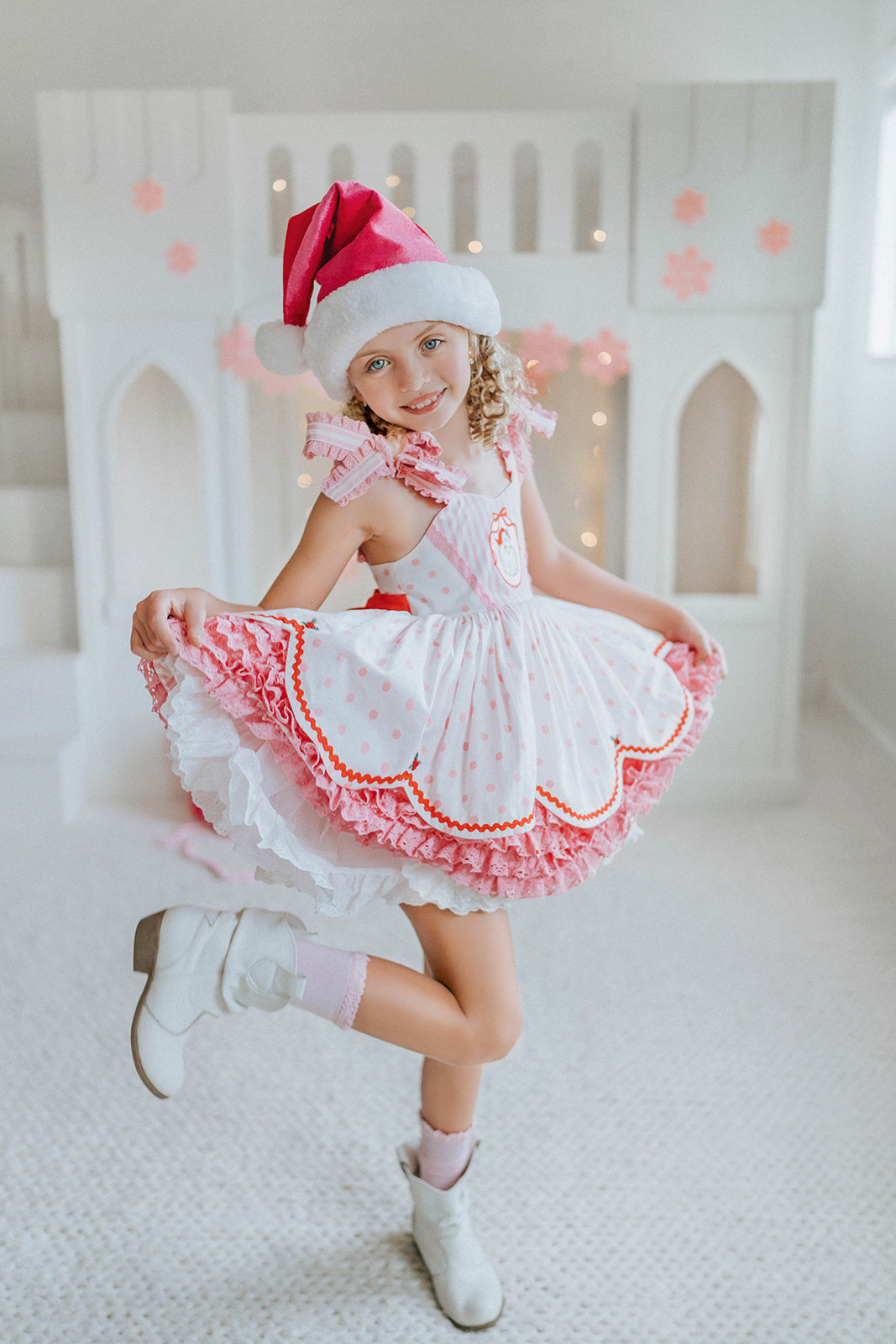 Pink Peppermint Santa Pettiskirt Dress - PREORDER