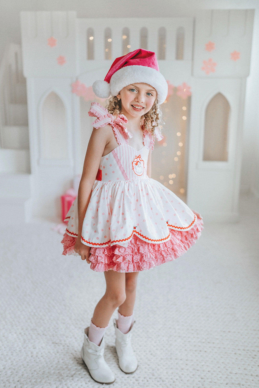 Pink Peppermint Santa Pettiskirt Dress - PREORDER