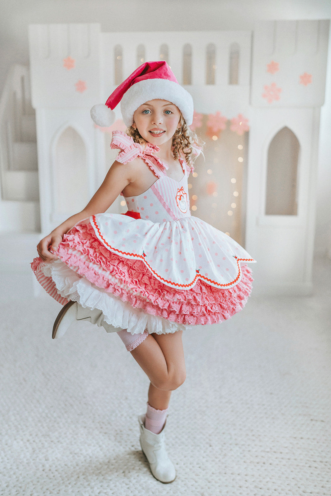 Pink Peppermint Santa Pettiskirt Dress - PREORDER