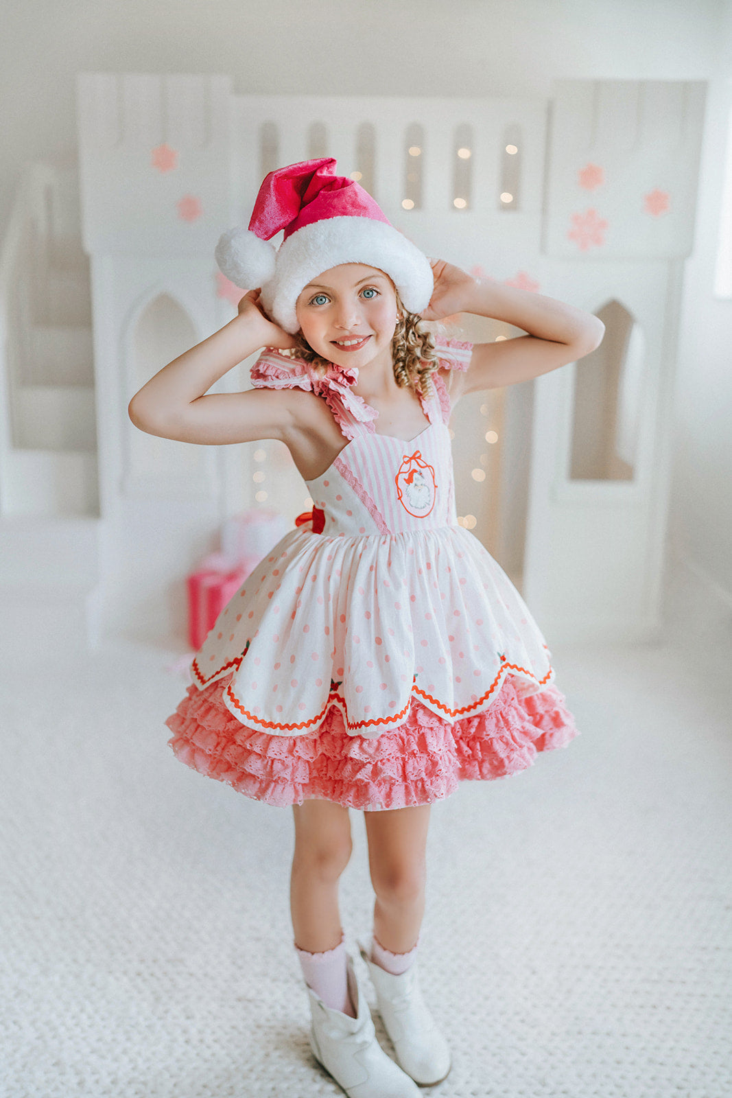 Pink Peppermint Santa Pettiskirt Dress - PREORDER