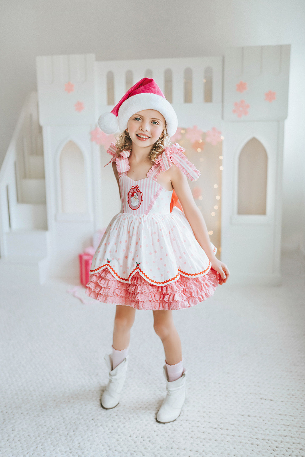 Pink Peppermint Santa Pettiskirt Dress - PREORDER