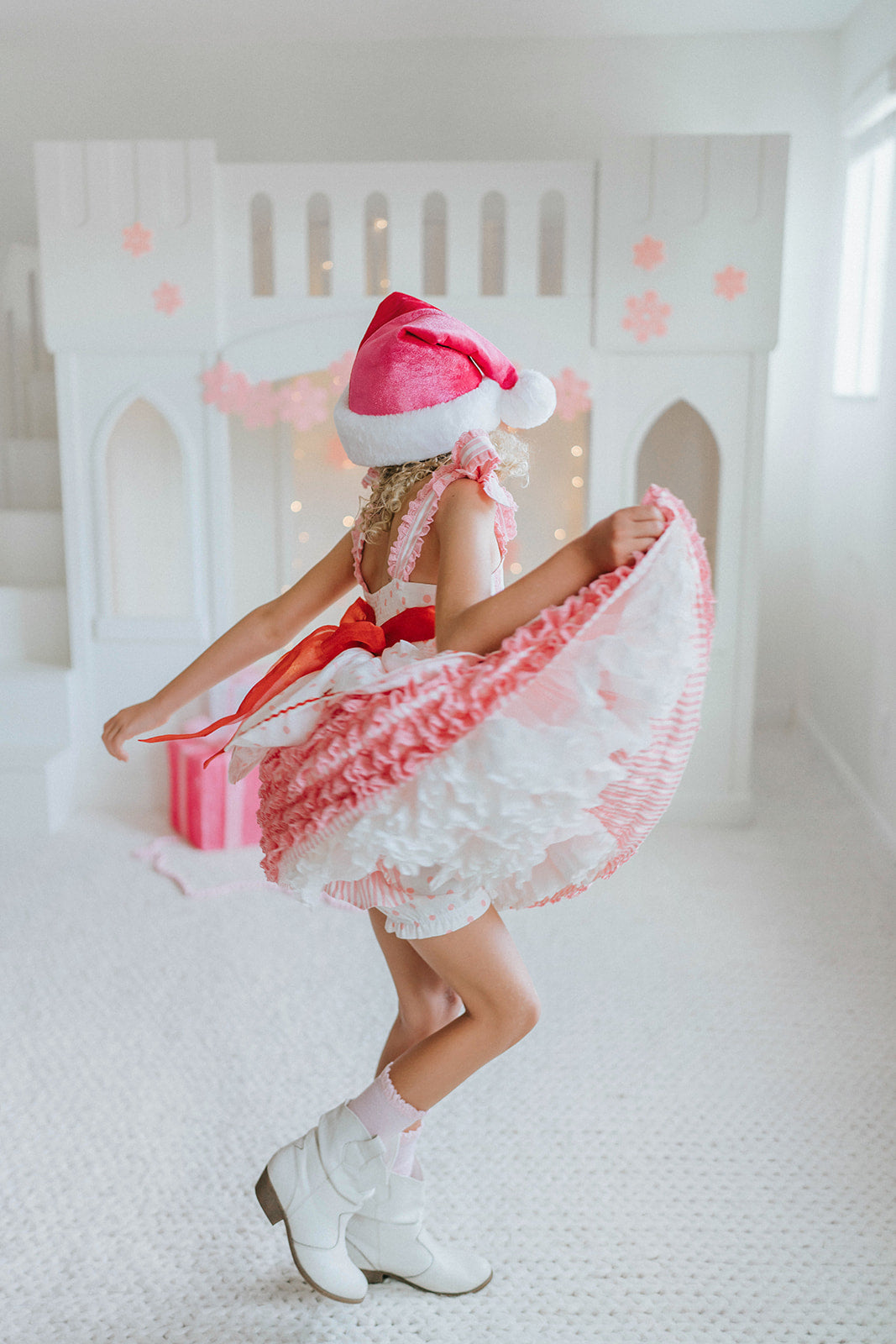 Pink Peppermint Santa Pettiskirt Dress - PREORDER