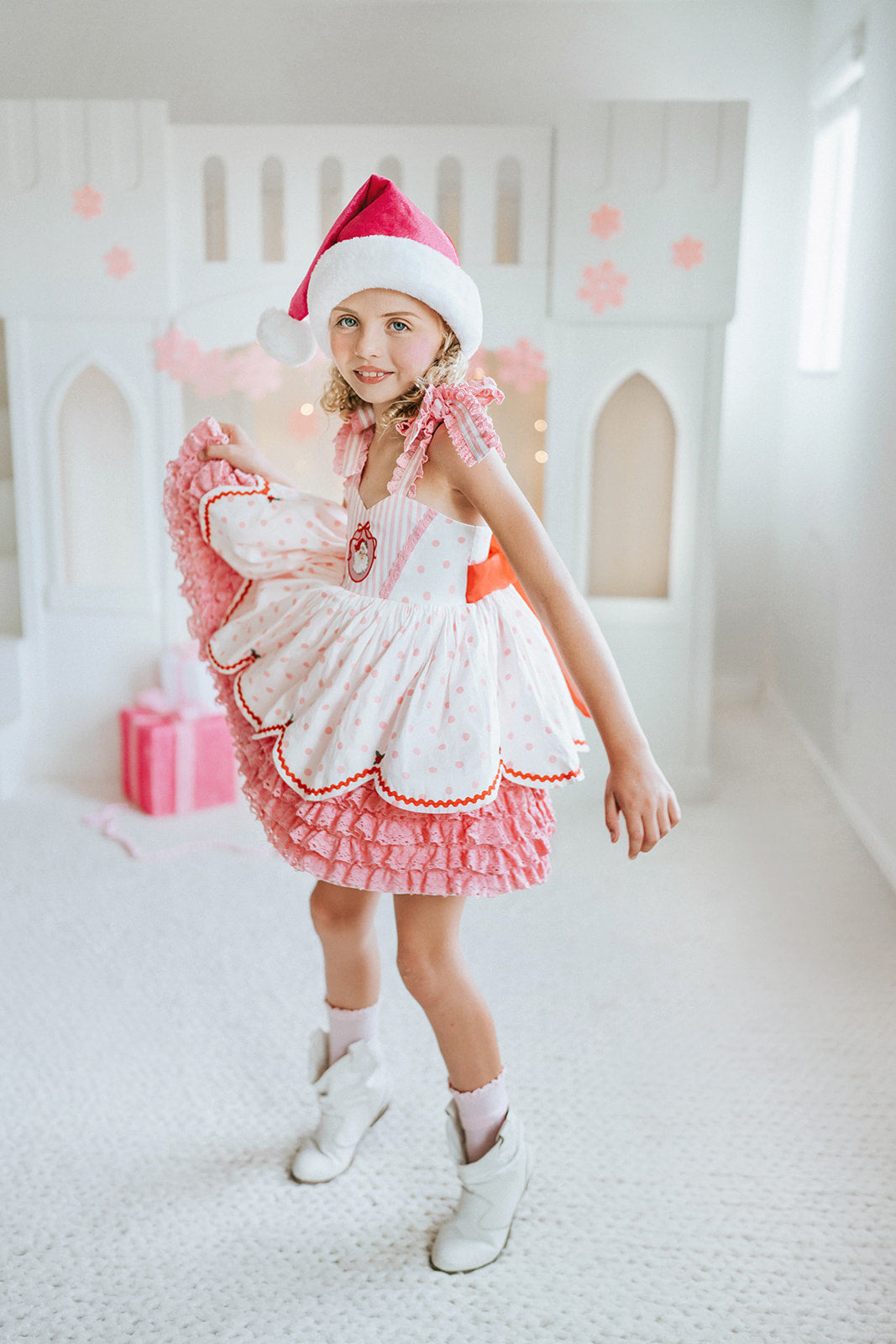 Pink Peppermint Santa Pettiskirt Dress - PREORDER