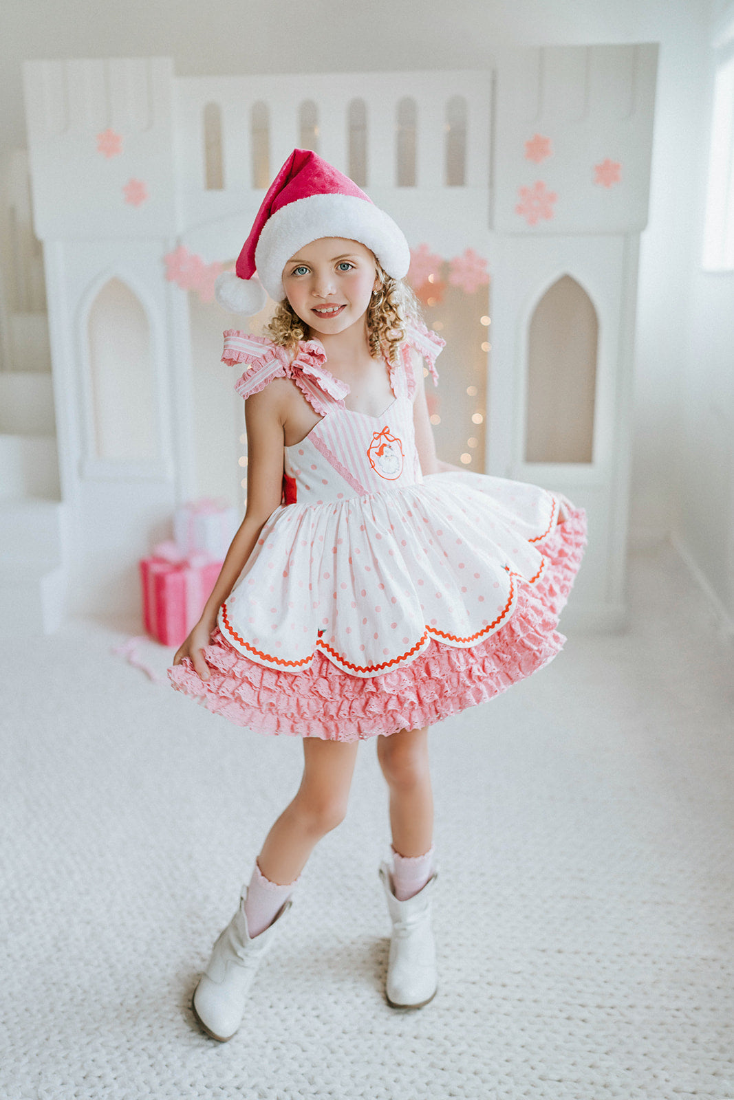 Pink Peppermint Santa Pettiskirt Dress - PREORDER