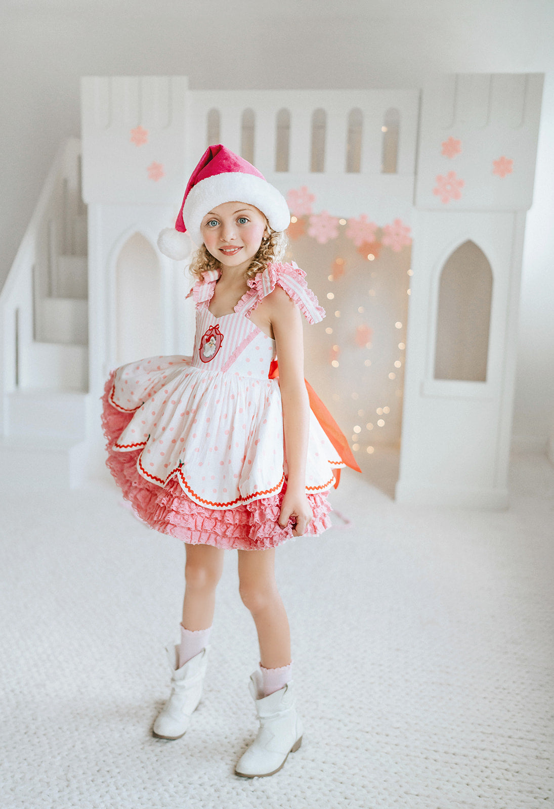 Pink Peppermint Santa Pettiskirt Dress - PREORDER