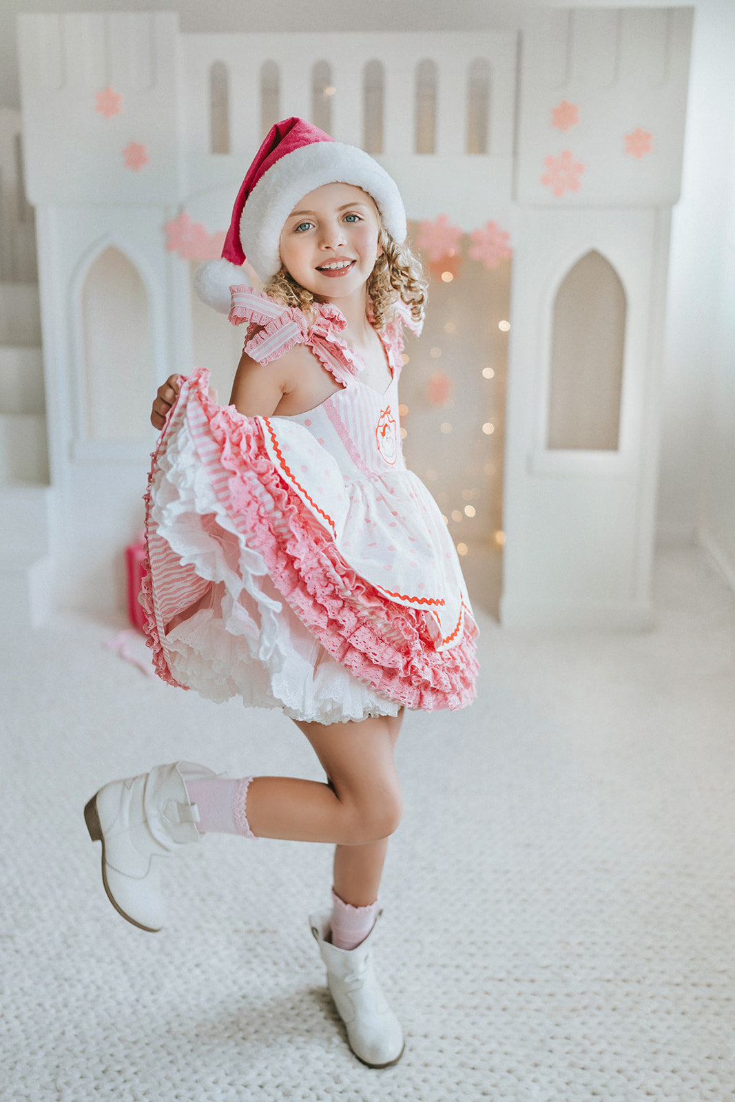 Pink Peppermint Santa Pettiskirt Dress - PREORDER