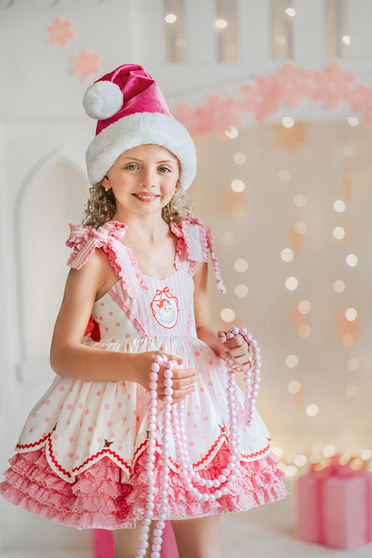 Pink Peppermint Santa Pettiskirt Dress - PREORDER