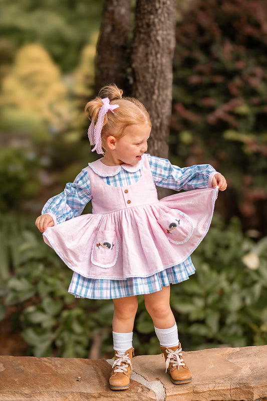 Plaid and Prickles Apron pink dress