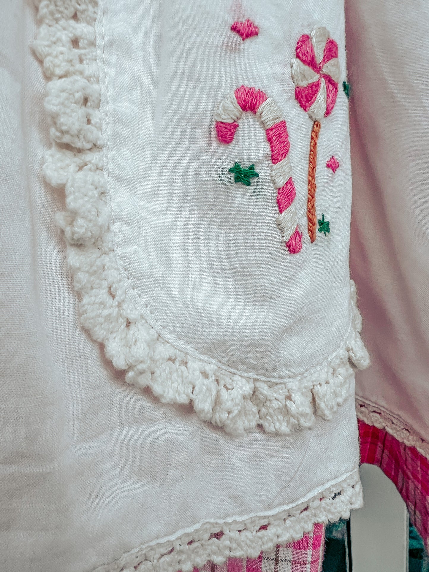 Vintage Pink Candy Cane Lane apron dress - PREORDER