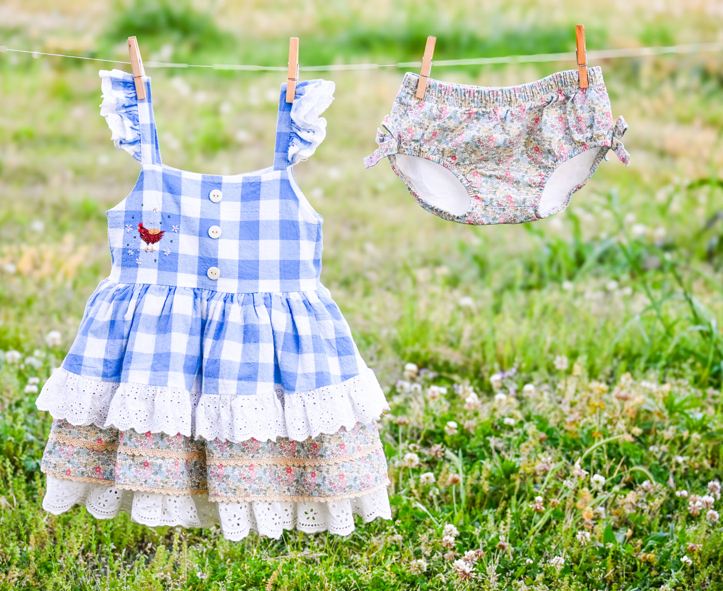 Ellie Jo's Wildflower Hen Pinafore set - PREORDER