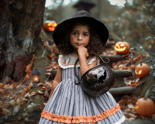 Olivia's Eerie-sistible October Pettiskirt dress and blooms-READY TO SHIP