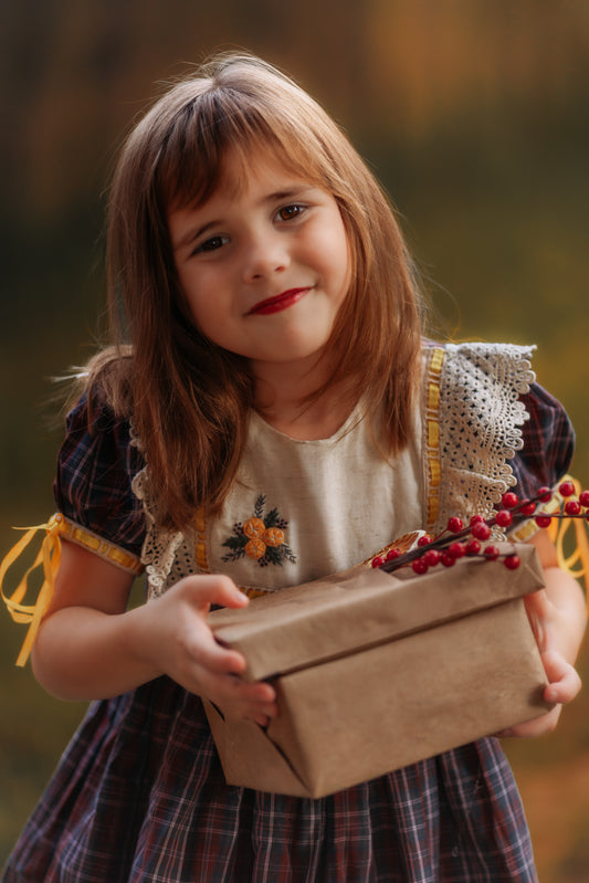 Juletide Vintage Citrus Dress and Blooms
